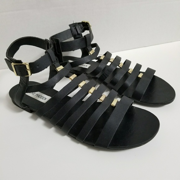 Steve Madden Shoes - Steve Madden Sandals 8.5 Gladdiator Black Gold